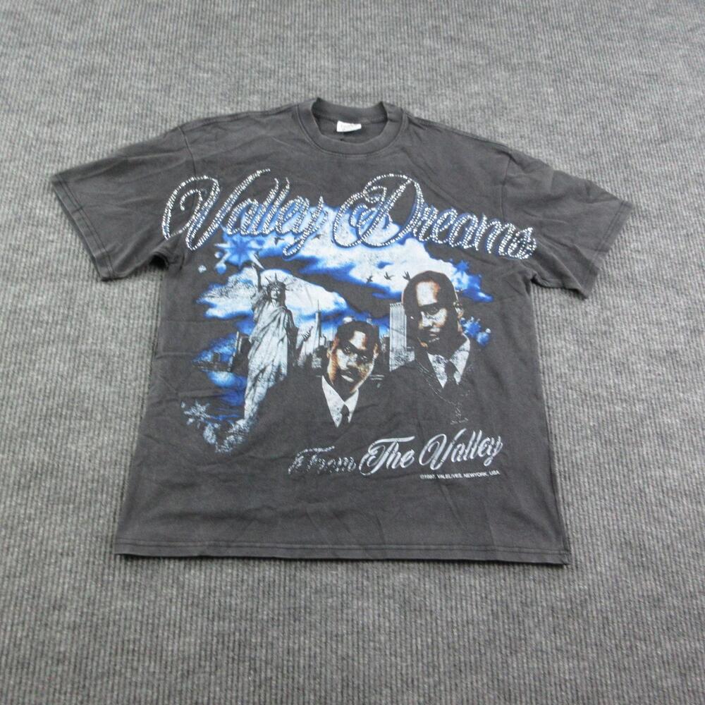 VALE USA Shirt Womens XL Black Rhinestone Valley Dreams Graphic Vintage 90s NWT